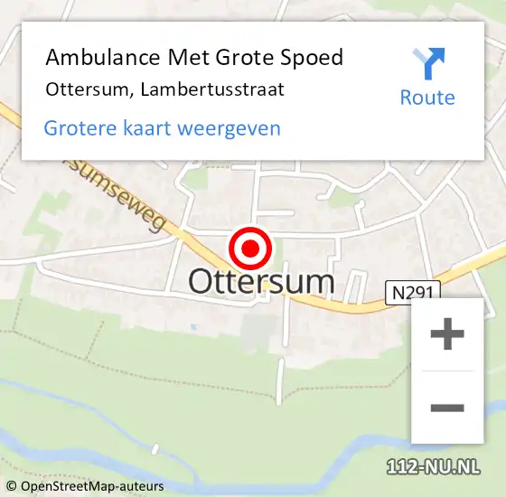 Locatie op kaart van de 112 melding: Ambulance Met Grote Spoed Naar Ottersum, Lambertusstraat op 28 juli 2018 22:30