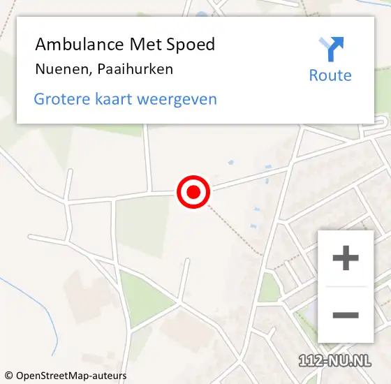 Locatie op kaart van de 112 melding: Ambulance Met Spoed Naar Nuenen, Paaihurken op 28 juli 2018 23:06