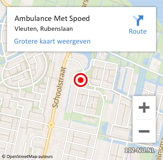 Locatie op kaart van de 112 melding: Ambulance Met Spoed Naar Vleuten, Rubenslaan op 28 juli 2018 23:41