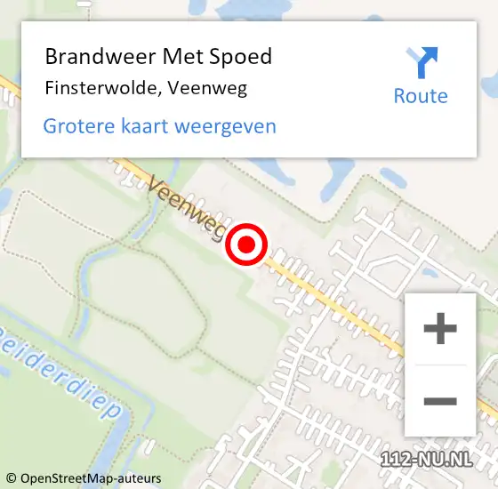 Locatie op kaart van de 112 melding: Brandweer Met Spoed Naar Finsterwolde, Veenweg op 28 juli 2018 23:50