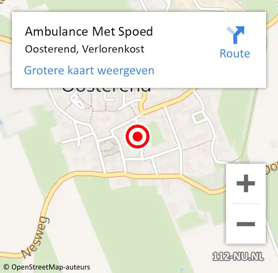 Locatie op kaart van de 112 melding: Ambulance Met Spoed Naar Oosterend, Verlorenkost op 29 juli 2018 01:42