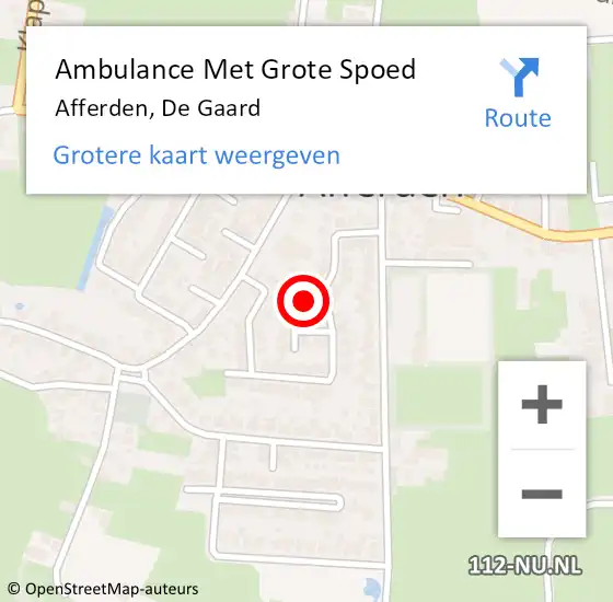 Locatie op kaart van de 112 melding: Ambulance Met Grote Spoed Naar Afferden, De Gaard op 29 juli 2018 02:07