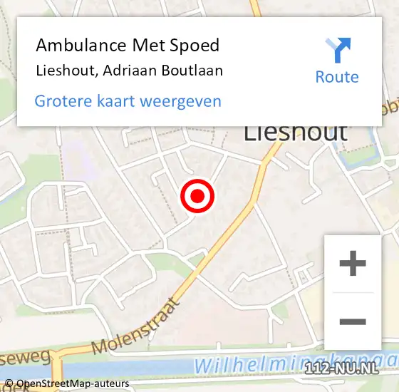 Locatie op kaart van de 112 melding: Ambulance Met Spoed Naar Lieshout, Adriaan Boutlaan op 29 juli 2018 02:51