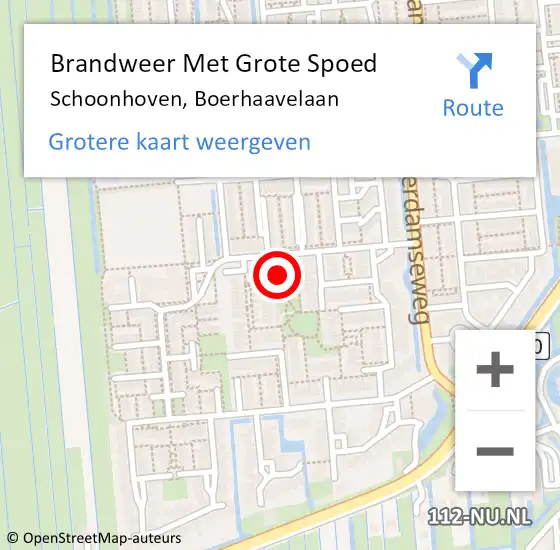 Locatie op kaart van de 112 melding: Brandweer Met Grote Spoed Naar Schoonhoven, Boerhaavelaan op 4 maart 2014 12:52