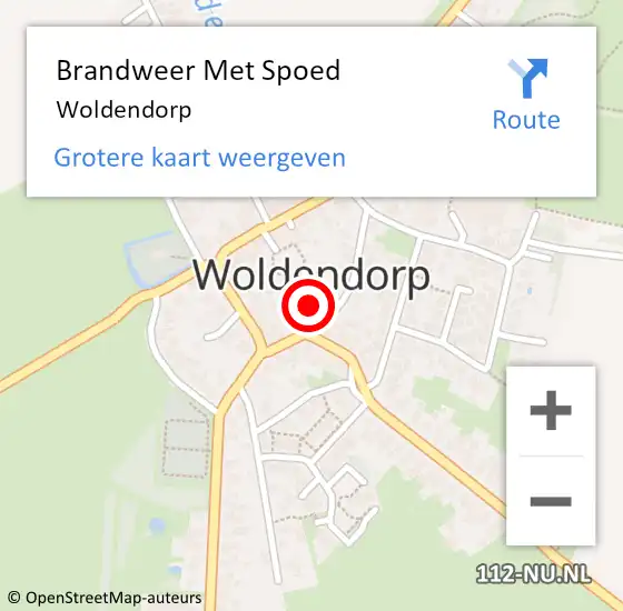 Locatie op kaart van de 112 melding: Brandweer Met Spoed Naar Woldendorp op 29 juli 2018 06:59