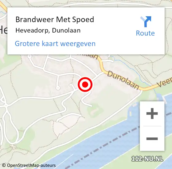 Locatie op kaart van de 112 melding: Brandweer Met Spoed Naar Heveadorp, Dunolaan op 29 juli 2018 08:17