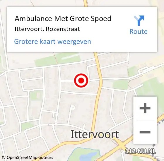 Locatie op kaart van de 112 melding: Ambulance Met Grote Spoed Naar Ittervoort, Rozenstraat op 29 juli 2018 08:55