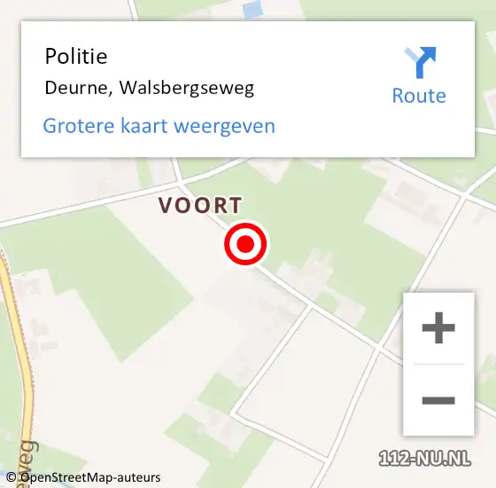 Locatie op kaart van de 112 melding: Politie Deurne, Walsbergseweg op 29 juli 2018 09:38