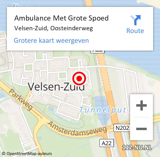 Locatie op kaart van de 112 melding: Ambulance Met Grote Spoed Naar Velsen-Zuid, Oosteinderweg op 29 juli 2018 09:53