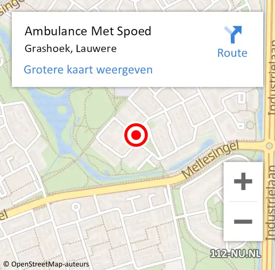 Locatie op kaart van de 112 melding: Ambulance Met Spoed Naar Grashoek, Lauwere op 29 juli 2018 10:37