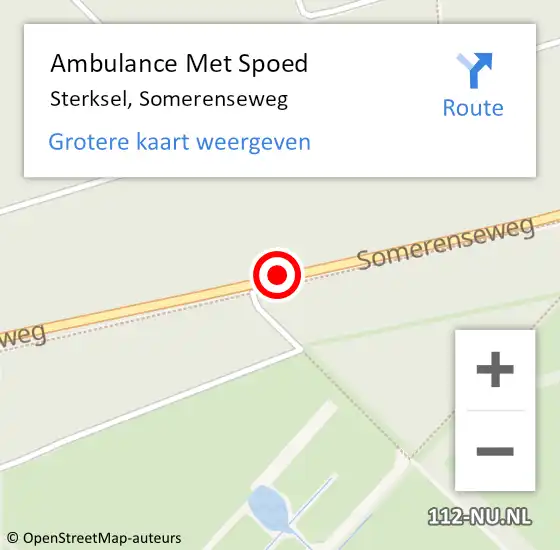 Locatie op kaart van de 112 melding: Ambulance Met Spoed Naar Sterksel, Somerenseweg op 29 juli 2018 10:59