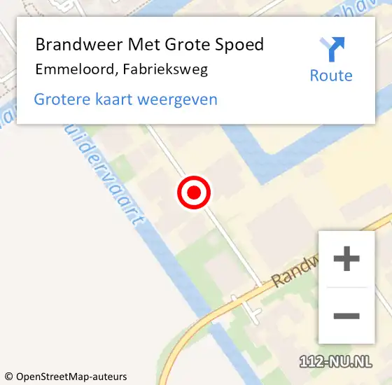 Locatie op kaart van de 112 melding: Brandweer Met Grote Spoed Naar Emmeloord, Fabrieksweg op 29 juli 2018 11:00