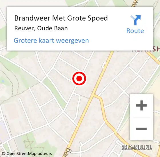 Locatie op kaart van de 112 melding: Brandweer Met Grote Spoed Naar Reuver, Oude Baan op 29 juli 2018 11:09