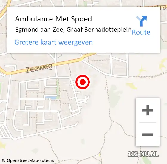 Locatie op kaart van de 112 melding: Ambulance Met Spoed Naar Egmond aan Zee, Graaf Bernadotteplein op 29 juli 2018 11:15