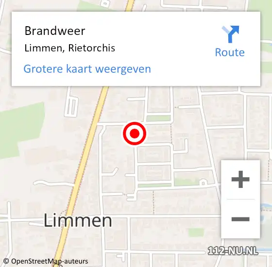 Locatie op kaart van de 112 melding: Brandweer Limmen, Rietorchis op 29 juli 2018 11:49