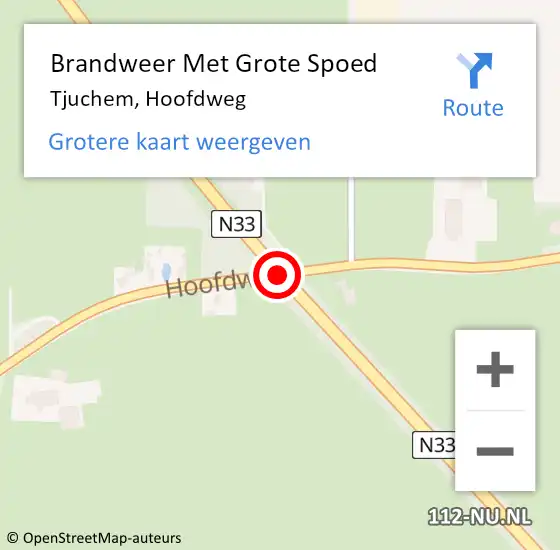 Locatie op kaart van de 112 melding: Brandweer Met Grote Spoed Naar Tjuchem, Hoofdweg op 29 juli 2018 12:02