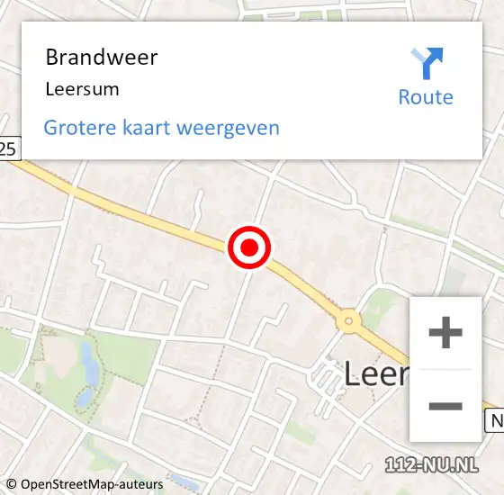 Locatie op kaart van de 112 melding: Brandweer Leersum op 29 juli 2018 12:32