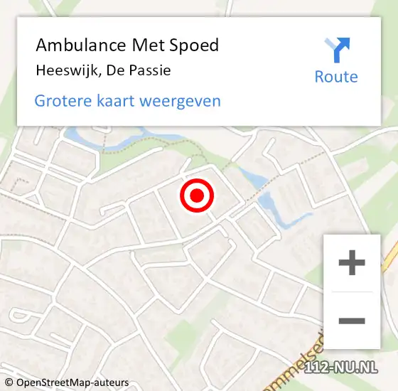 Locatie op kaart van de 112 melding: Ambulance Met Spoed Naar Heeswijk, De Passie op 29 juli 2018 12:37