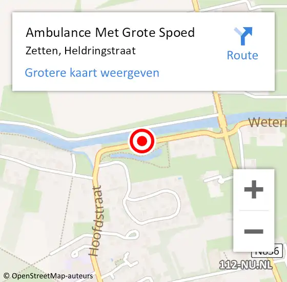 Locatie op kaart van de 112 melding: Ambulance Met Grote Spoed Naar Zetten, Heldringstraat op 29 juli 2018 13:00