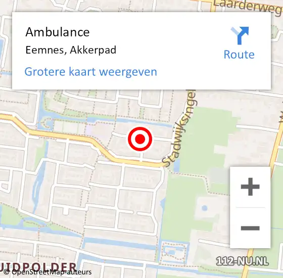 Locatie op kaart van de 112 melding: Ambulance Eemnes, Akkerpad op 4 maart 2014 13:22