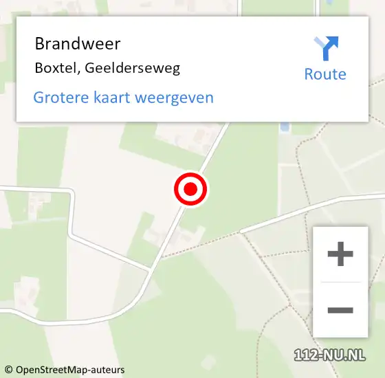 Locatie op kaart van de 112 melding: Brandweer Boxtel, Geelderseweg op 29 juli 2018 14:17