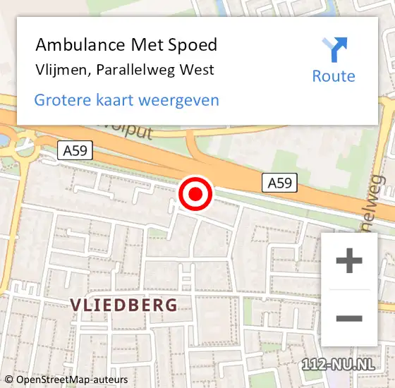 Locatie op kaart van de 112 melding: Ambulance Met Spoed Naar Vlijmen, Parallelweg West op 29 juli 2018 14:27