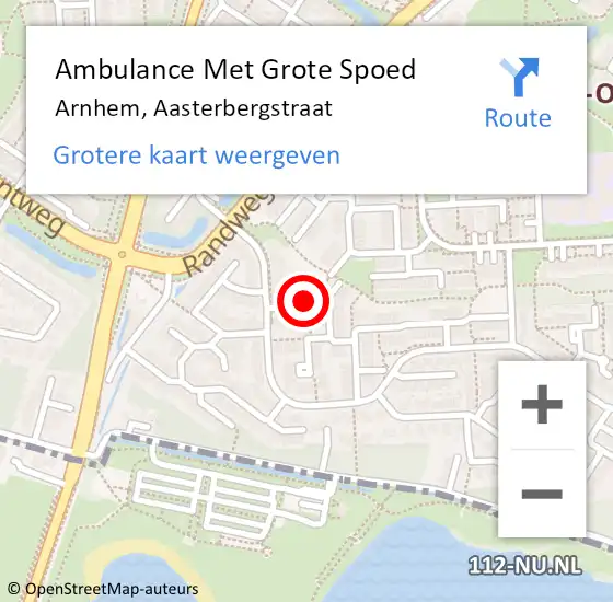 Locatie op kaart van de 112 melding: Ambulance Met Grote Spoed Naar Arnhem, Aasterbergstraat op 29 juli 2018 14:45