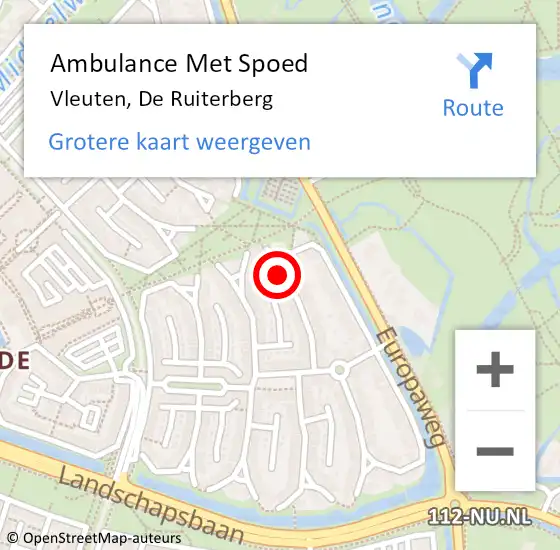 Locatie op kaart van de 112 melding: Ambulance Met Spoed Naar Vleuten, De Ruiterberg op 29 juli 2018 15:21