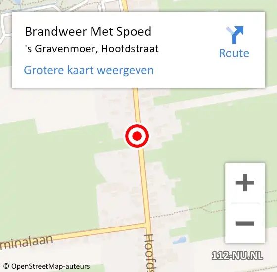 Locatie op kaart van de 112 melding: Brandweer Met Spoed Naar 's Gravenmoer, Hoofdstraat op 29 juli 2018 15:23