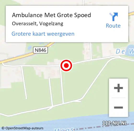 Locatie op kaart van de 112 melding: Ambulance Met Grote Spoed Naar Overasselt, Vogelzang op 29 juli 2018 15:41