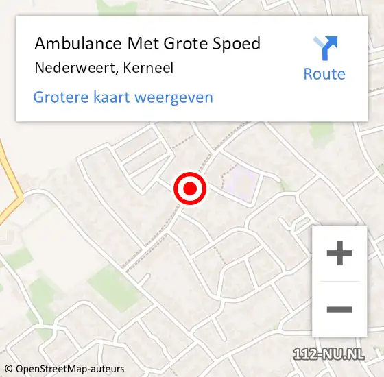 Locatie op kaart van de 112 melding: Ambulance Met Grote Spoed Naar Nederweert, Kerneel op 29 juli 2018 16:13