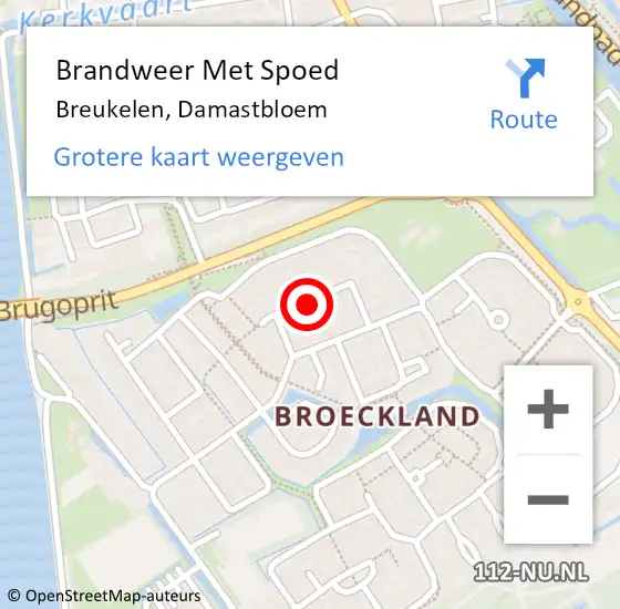 Locatie op kaart van de 112 melding: Brandweer Met Spoed Naar Breukelen, Damastbloem op 29 juli 2018 17:02