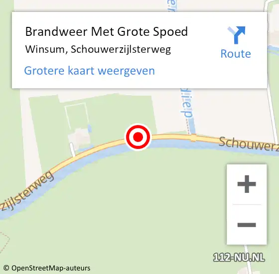 Locatie op kaart van de 112 melding: Brandweer Met Grote Spoed Naar Winsum, Schouwerzijlsterweg op 29 juli 2018 17:07