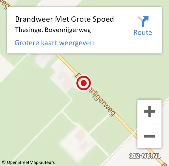 Locatie op kaart van de 112 melding: Brandweer Met Grote Spoed Naar Thesinge, Bovenrijgerweg op 29 juli 2018 17:16