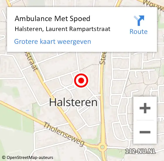Locatie op kaart van de 112 melding: Ambulance Met Spoed Naar Halsteren, Laurent Rampartstraat op 29 juli 2018 17:23