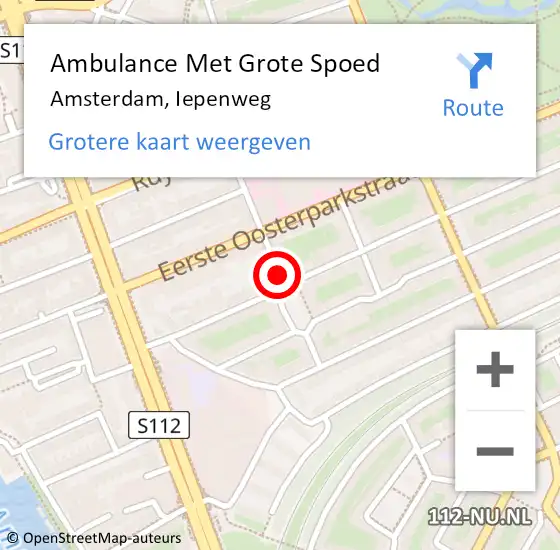 Locatie op kaart van de 112 melding: Ambulance Met Grote Spoed Naar Amsterdam, Iepenweg op 29 juli 2018 17:28