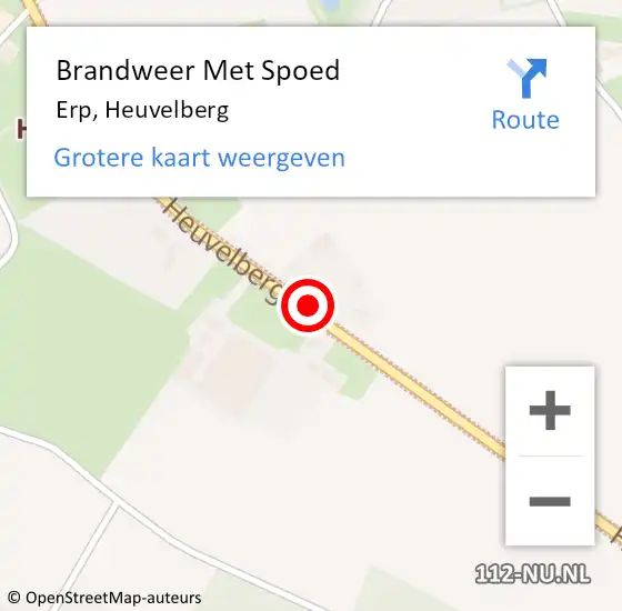 Locatie op kaart van de 112 melding: Brandweer Met Spoed Naar Erp, Heuvelberg op 29 juli 2018 17:40