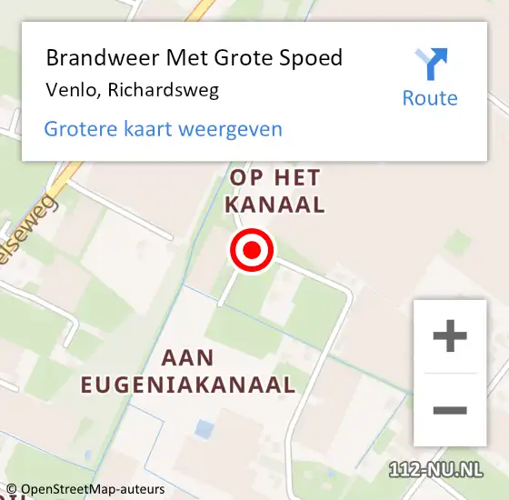 Locatie op kaart van de 112 melding: Brandweer Met Grote Spoed Naar Venlo, Richardsweg op 29 juli 2018 18:02