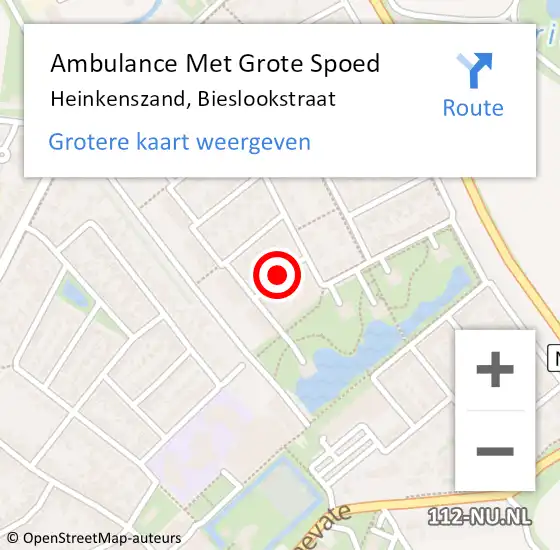 Locatie op kaart van de 112 melding: Ambulance Met Grote Spoed Naar Heinkenszand, Bieslookstraat op 29 juli 2018 18:42