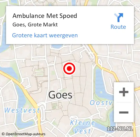 Locatie op kaart van de 112 melding: Ambulance Met Spoed Naar Goes, Grote Markt op 29 juli 2018 18:42