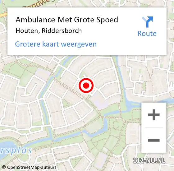 Locatie op kaart van de 112 melding: Ambulance Met Grote Spoed Naar Houten, Riddersborch op 29 juli 2018 19:09