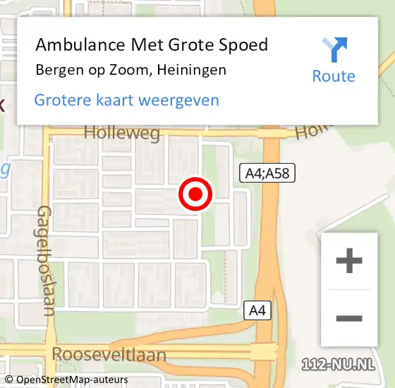 Locatie op kaart van de 112 melding: Ambulance Met Grote Spoed Naar Bergen op Zoom, Heiningen op 29 juli 2018 19:24