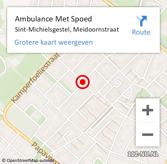 Locatie op kaart van de 112 melding: Ambulance Met Spoed Naar Sint-Michielsgestel, Meidoornstraat op 29 juli 2018 19:30