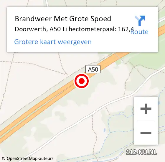 Locatie op kaart van de 112 melding: Brandweer Met Grote Spoed Naar Doorwerth, A50 Li hectometerpaal: 162,4 op 29 juli 2018 19:54