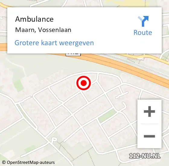 Locatie op kaart van de 112 melding: Ambulance Maarn, Vossenlaan op 29 juli 2018 19:57