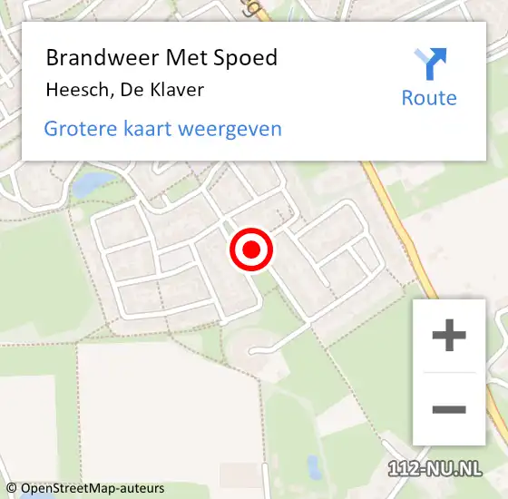 Locatie op kaart van de 112 melding: Brandweer Met Spoed Naar Heesch, De Klaver op 29 juli 2018 20:04