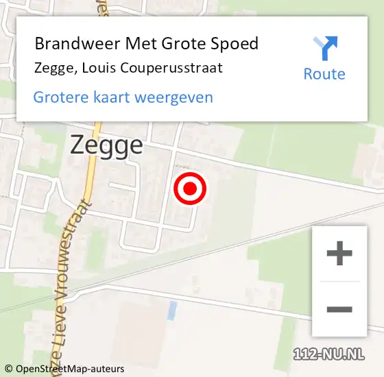 Locatie op kaart van de 112 melding: Brandweer Met Grote Spoed Naar Zegge, Louis Couperusstraat op 4 maart 2014 13:56