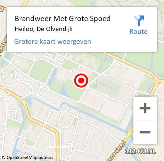 Locatie op kaart van de 112 melding: Brandweer Met Grote Spoed Naar Heiloo, De Olvendijk op 29 juli 2018 20:31