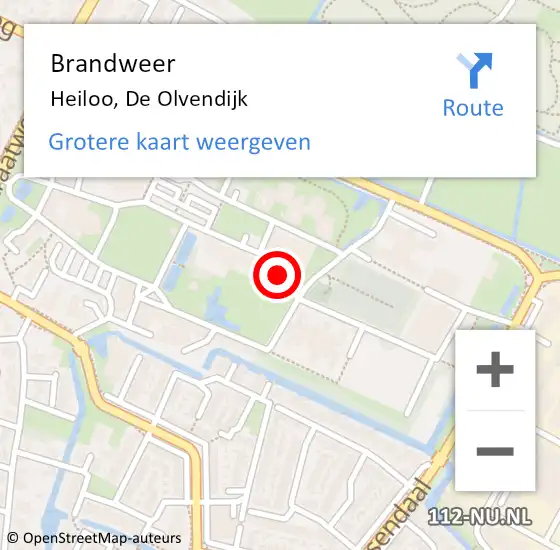 Locatie op kaart van de 112 melding: Brandweer Heiloo, De Olvendijk op 29 juli 2018 20:32