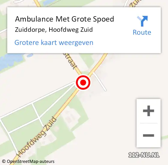 Locatie op kaart van de 112 melding: Ambulance Met Grote Spoed Naar Zuiddorpe, Hoofdweg Zuid op 29 juli 2018 21:35